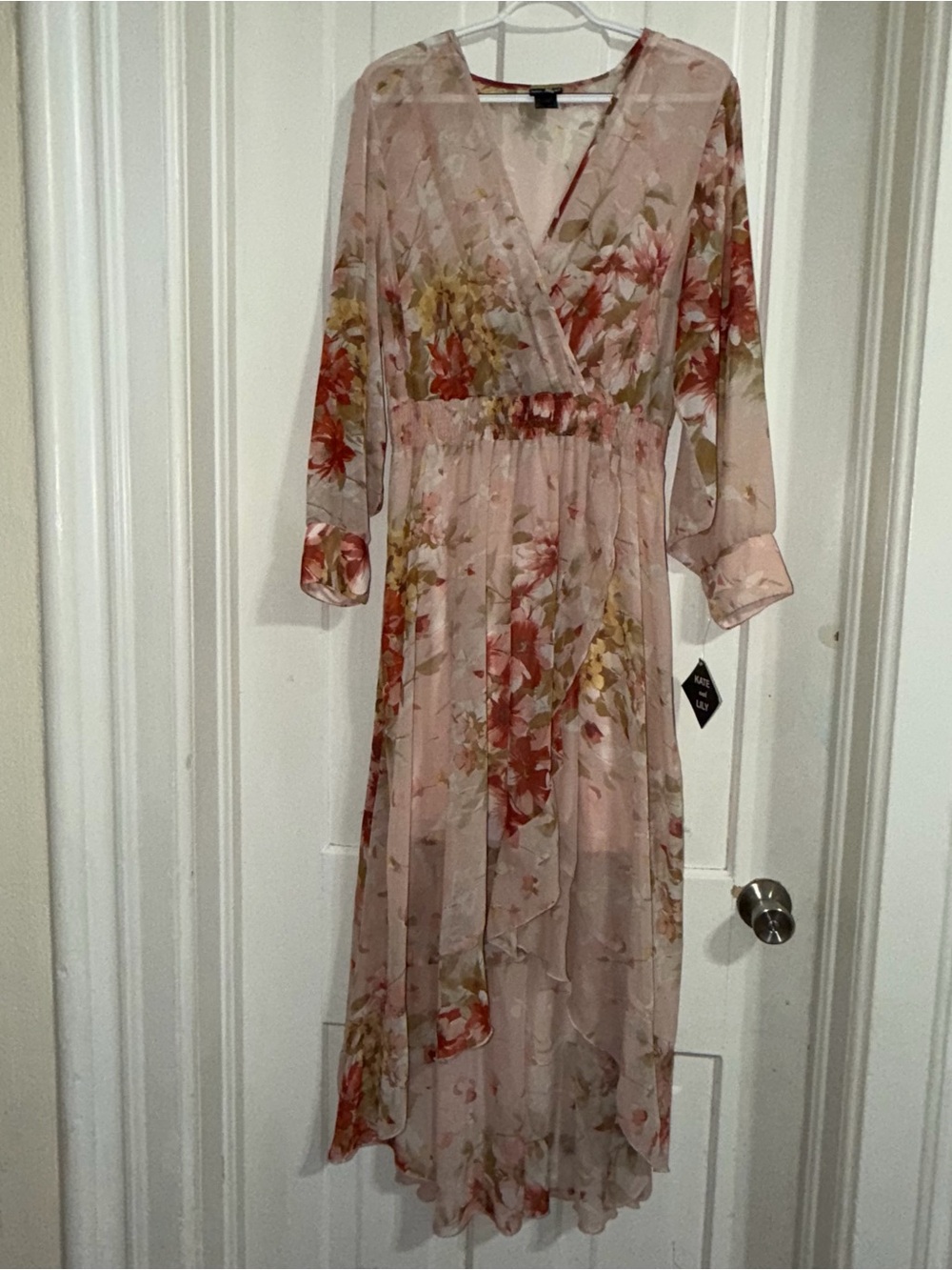 NWT Kate and Lily floral maxi dress women's size 14 long sleeve